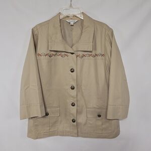 Breckenridge Khaki Button Up Embroidered Jacket Size-XL